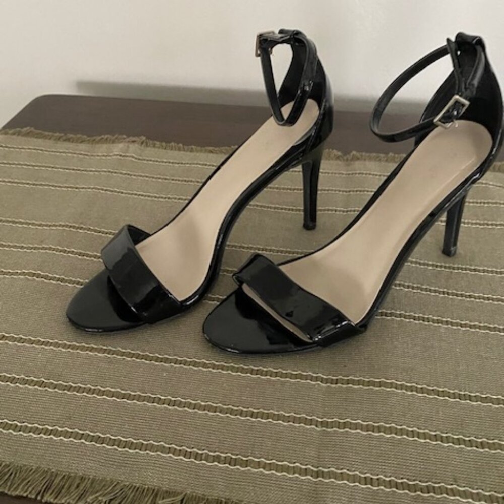 Apt 9 Black High Heel Open-Toe Sandals with Ankle Strap, Size 8